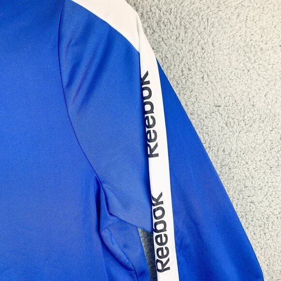 Reebok Track Jacket Mens Extra Large Blue Windbreaker Run Gym Spell Out Full Zip - Picture 6 of 11